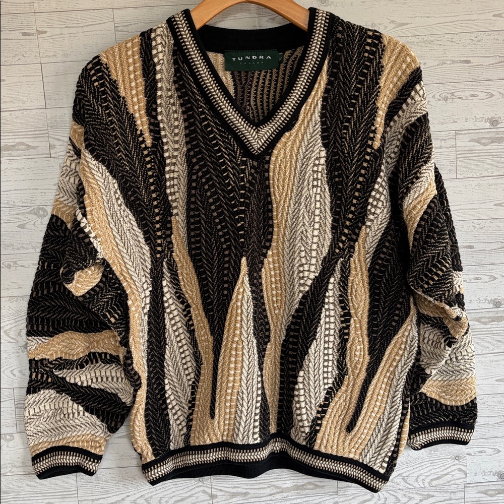 Vintage‎ Tundra Canada Brown Forest Sweater Coogie style Y2k Cabin Xl fisherman
